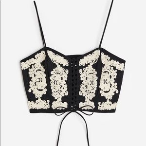 H&M Drawstring-Detail Top Embroidered Size M